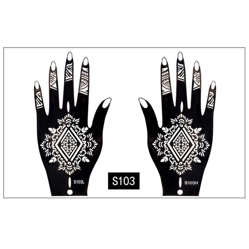 1 Pair Girl Hands Paint Tattoo Stencil Rose Flower Lace Glitter Airbrush for Women Hand Makeup Paint Tattoo Template
