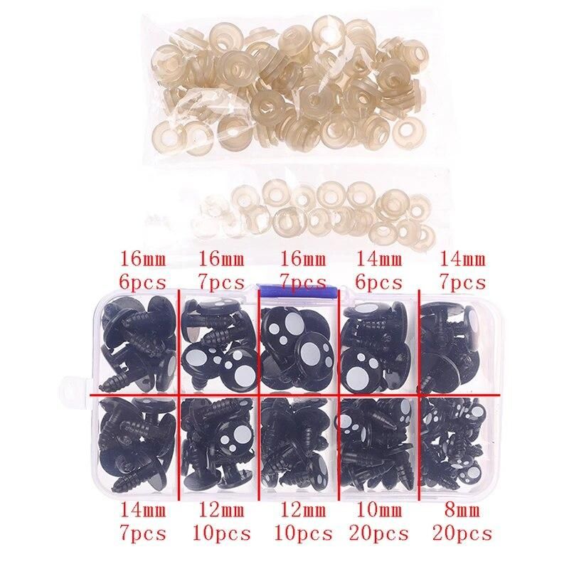 100pcs/box 8-16mm Doll Eyes Cartoon Safety Eyes for Handmade Amigurumi for Bear Craft Stuffed Toys 1/3 Lifestyle Accessories PC