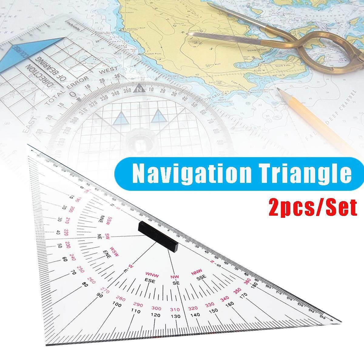2 X 300mm Acrylic Navigation Triangular Protractor Hypotenuse Nautical Squares