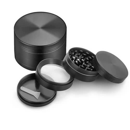 4 Layers Zinc Alloy Hand Crank Herb Mill Crusher - Black