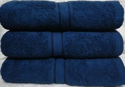 Bath Towel - Small Neck Size - Navy Blue Set Of 3