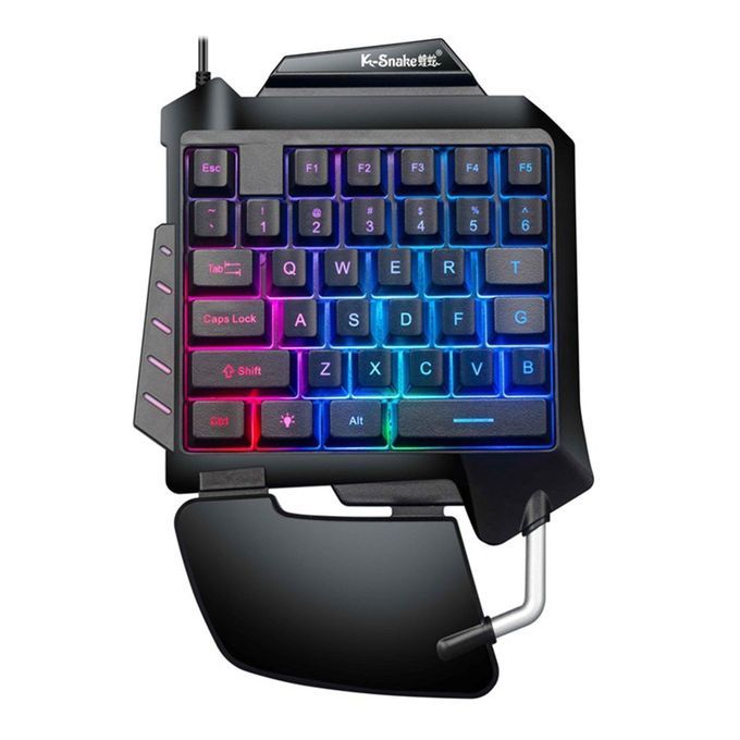 One Hand Me Hani Al Keyboard RGB Ba Klit Gaming Keyboard Game  Ontroller-black-180*260*35mm