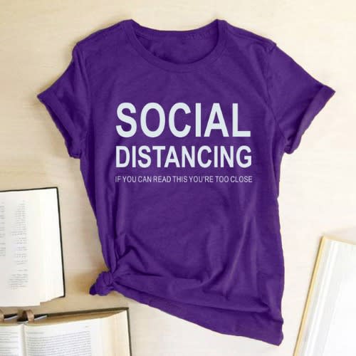 Affirmation Social Distancing T-shirt -Purple