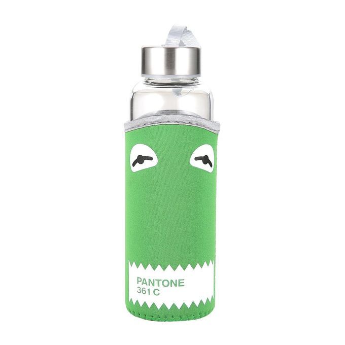 3 Ml Qu Ty Borosili Ate Gl  Travel Water Bottle With  Loth Sleeve  Over-green