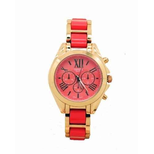Ladies Adorable Bezel Bracelet Wrist Watch-Peach