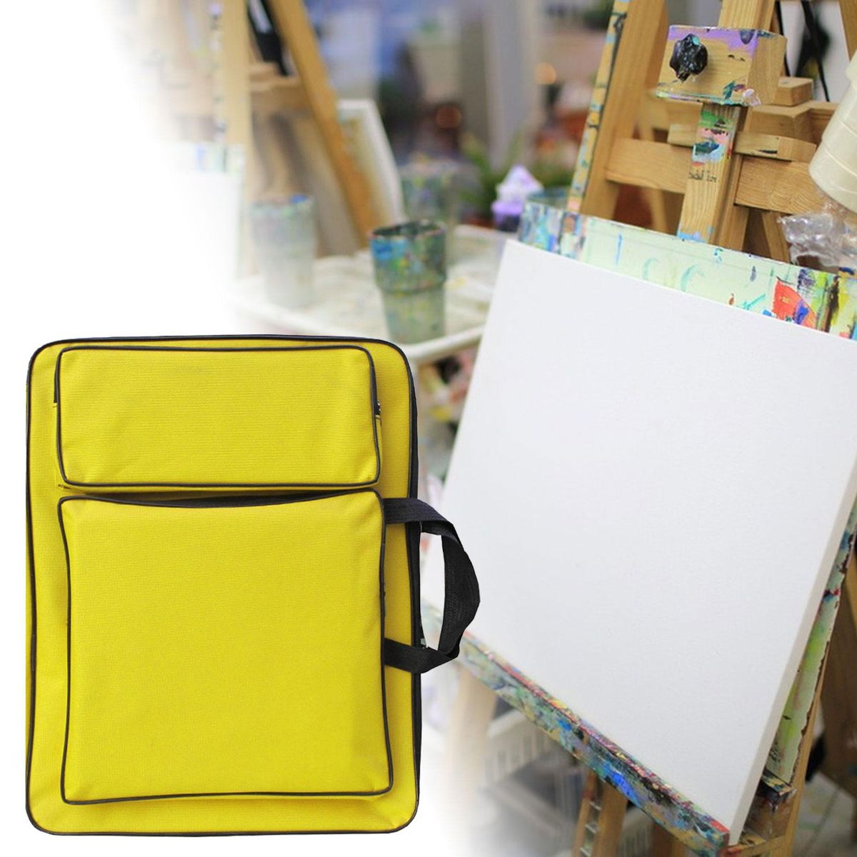 Art Portfolio Case  Bag Drawing Sketch Books Travel Yellow