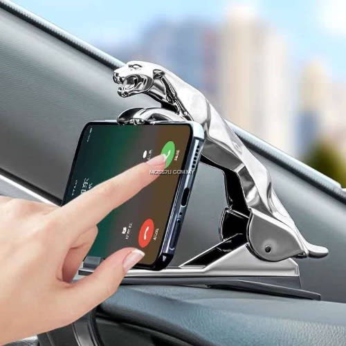 Leopard Shape Dashboard Car Phone Holder Stand - Silver