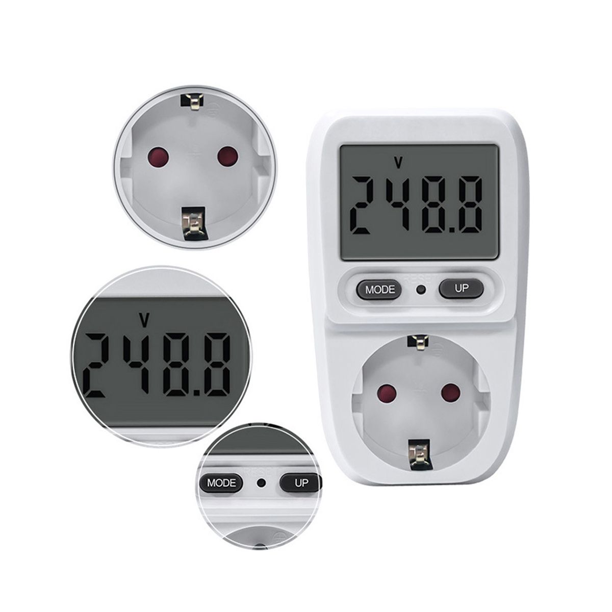 230V-240V Digital LCD Power Meter Wattmeter Socket Wattage Electric Meter BR Measuring Outlet Power Analyzer EU Plug