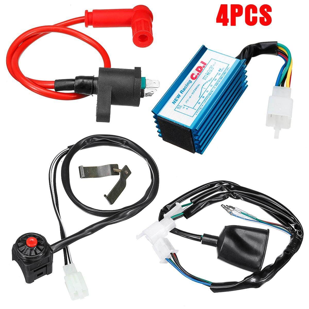 4Pcs Wiring Loom Coil CDI Switch For 110cc 125cc 140cc Dirt Bike Moped Scooter ATV