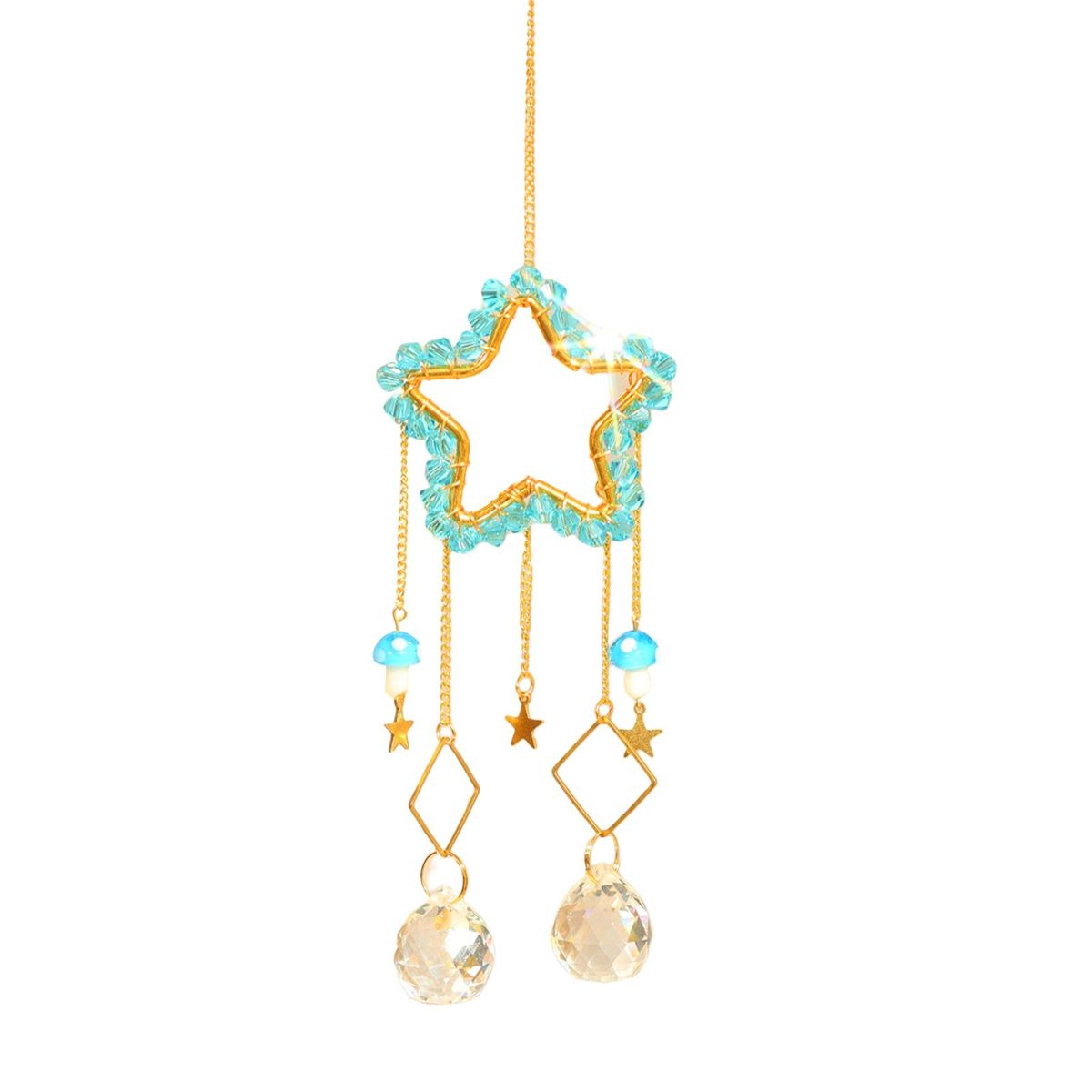 Faux Crystal Pendant Hanging Faux Crystals Rainbow Maker Prism Pendant Blue