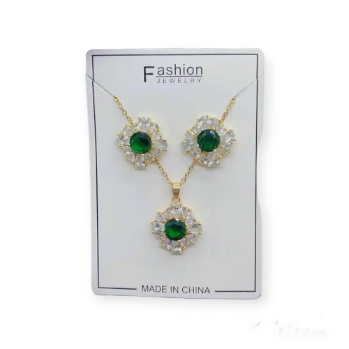 Stones Jewelry Set - Gold Emerald