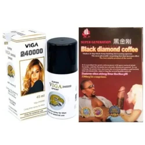 Viga 240,000 Delay Ejaculation Spray For Men + Black Diamond Sex Coffee