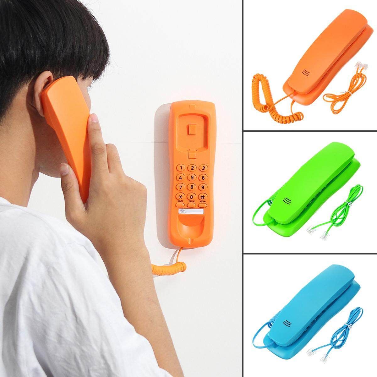 3 Colors Wall Mount Home Corded Phone Telephone Business Home Office Desktop Phone Blue