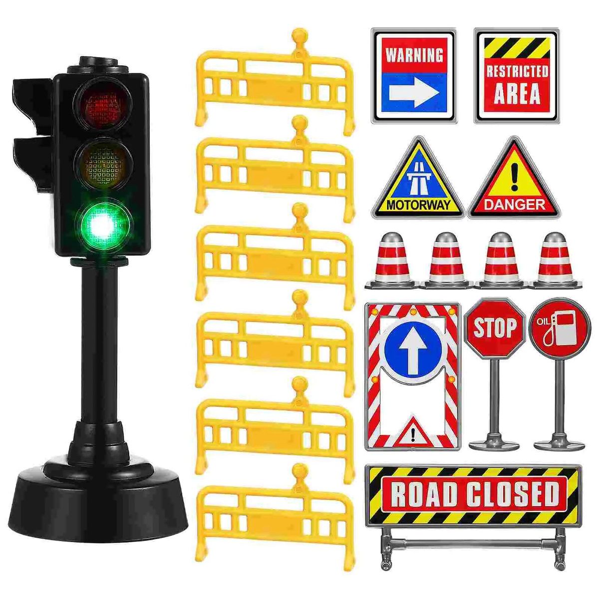 1 Set Traffic Signs Mini Traffic Cones Traffic Light Road Signs Traffic Light Lamp Early Education Toys