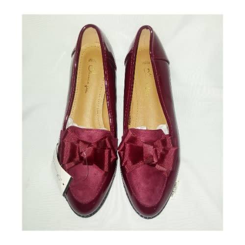Patent Leather Trendy Loafers - Wine