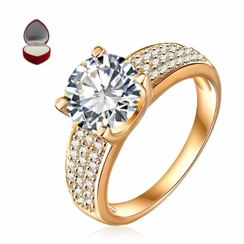 Zirconia Engagement Ring - Gold