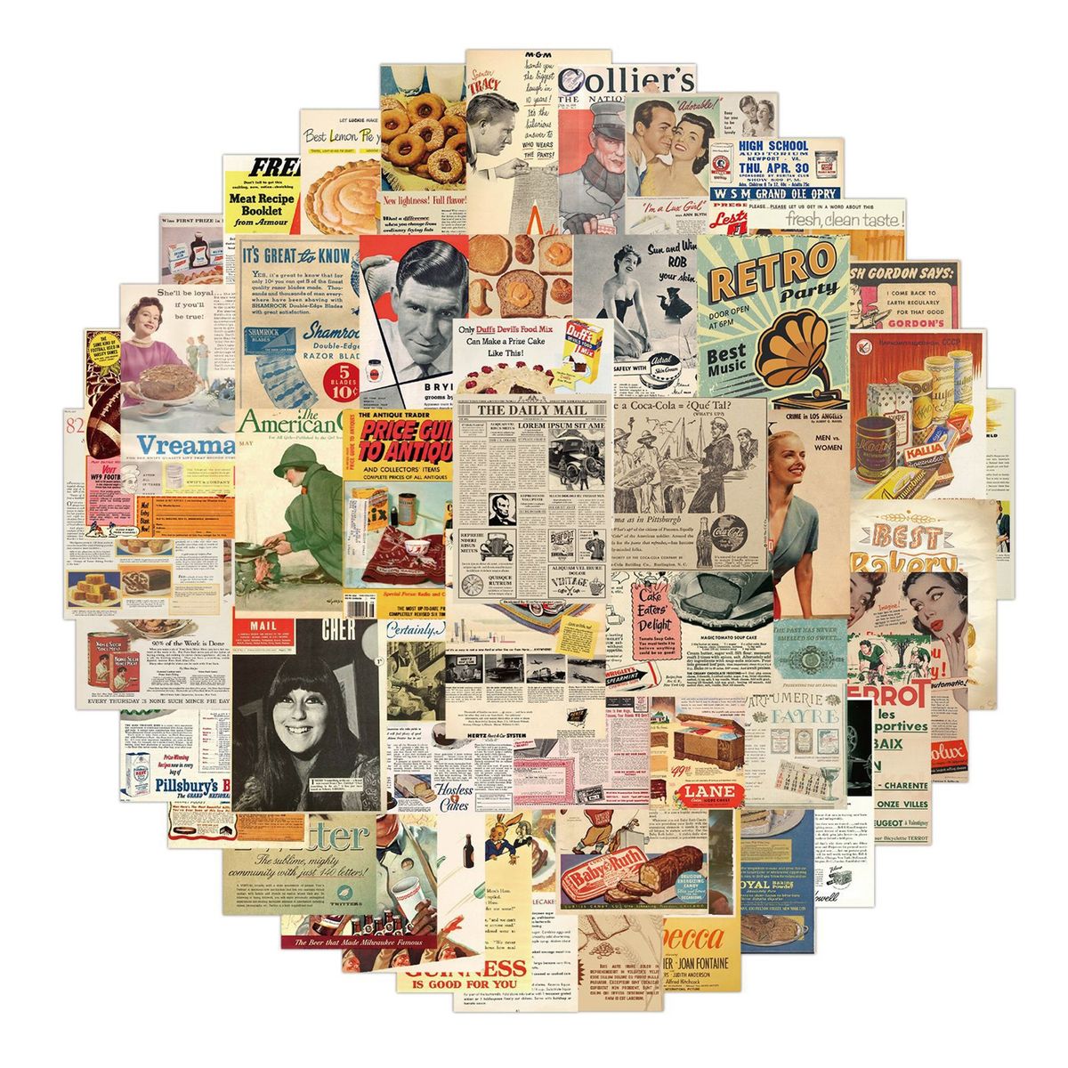 50PcsSet Laptop Stickers Vintage Aesthetic Stickers Mix Color