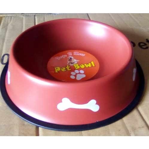 Bone Shaped Design Pet Feeding Bowl - Red