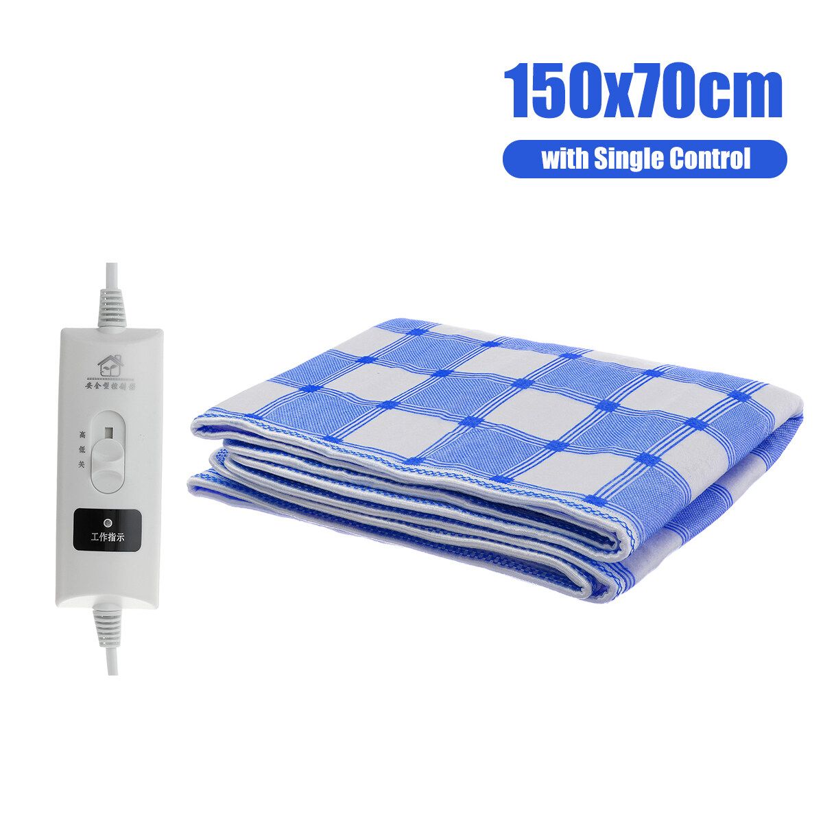 20V Electric Heated Blanket Warm Winter Heater Heating 4 Sizes With Controller Blue-1.5x0.7m