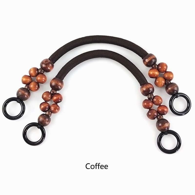2Pcs Deepeel 48cm Color Bag Handles Nylon Rope Weave Wooden Bead Handle Shoulder S Hand