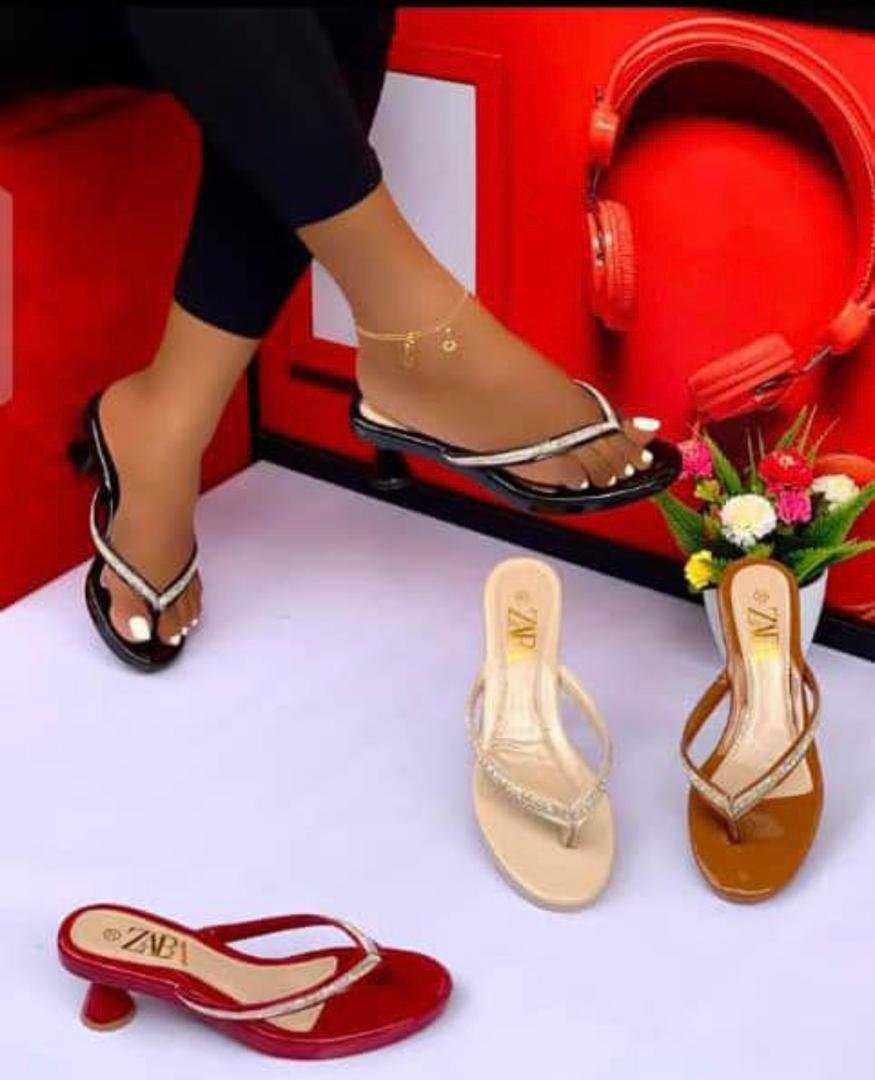 zara comfy small heel slippers.