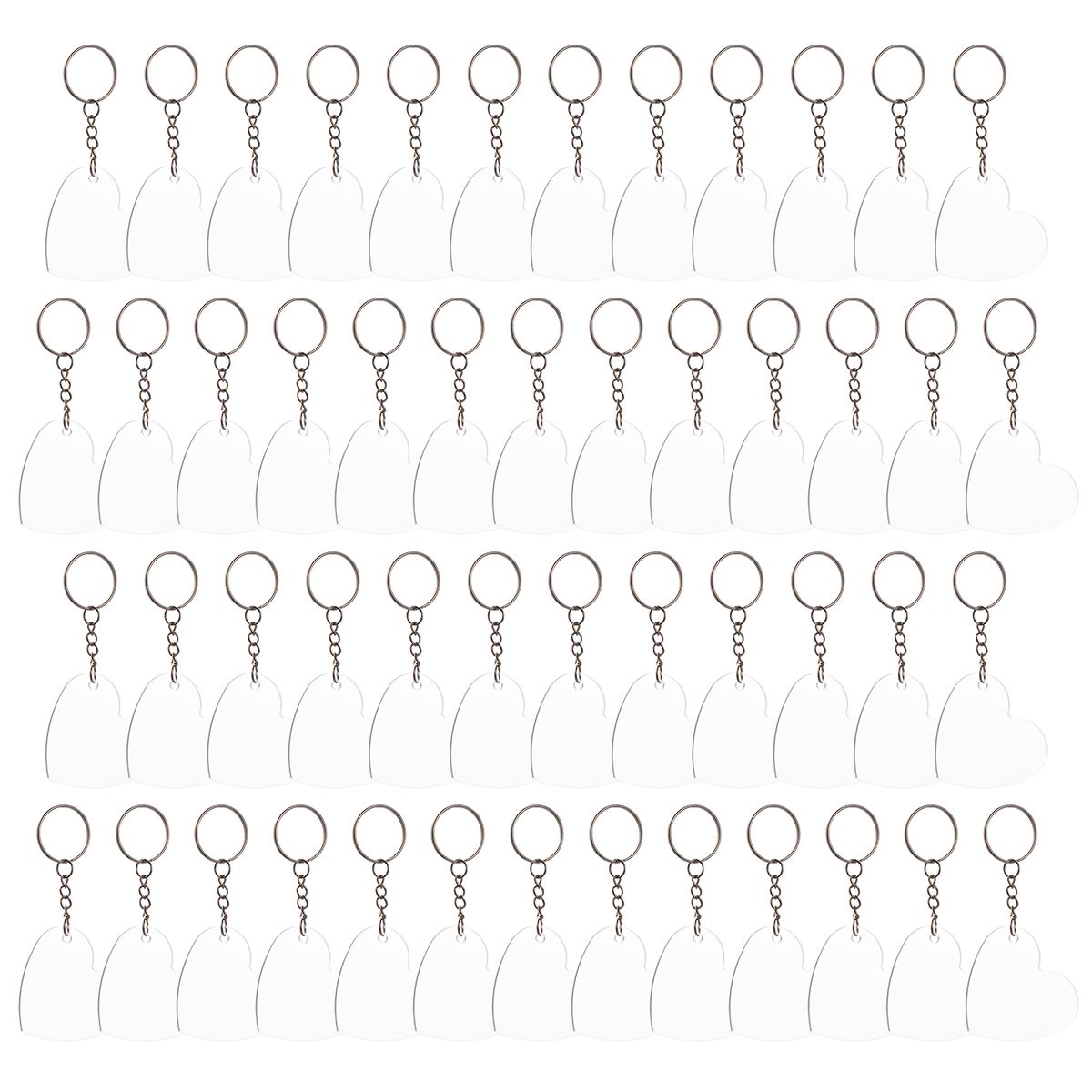 50PCS Acrylic Keychain Blanks Ornaments Heart-shaped