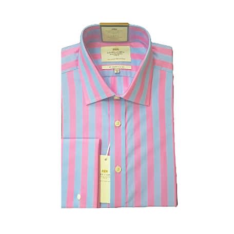 Men's Formal Blue & Pink Bengal Stripe Slim Fit Shirt - Double Cuff