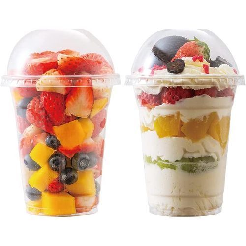 Botogift 12 Oz Clear Plastic Cups With Lids, Parfait Dome