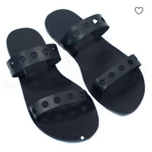 Ladies' Hole Leather Slippers - Black