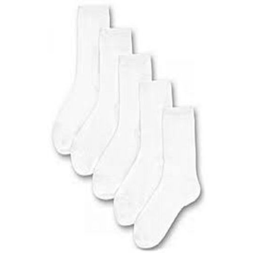 Unisex Back To School 5 Pieces Pure White Socks - White