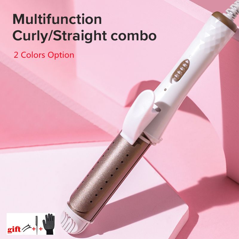 2 In 1 Constant Temperature Electric Hair Straightener Flat Iron Curler Big Wave Dual Use Household