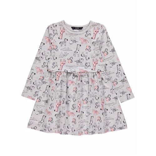 Safari Animal Print Long Sleeve Dress