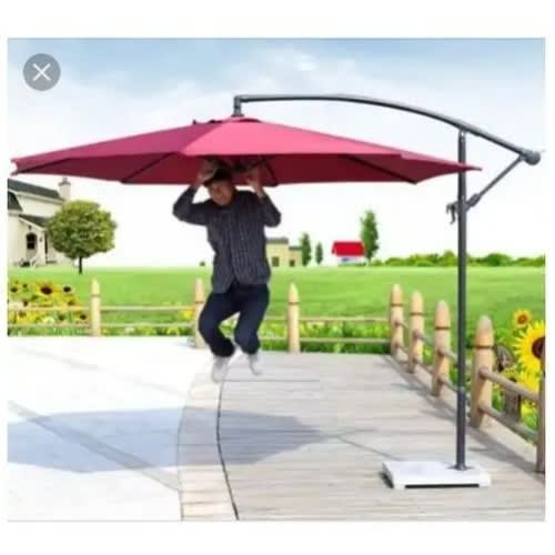 Garden Umbrella Cantilever Support With Marble Base- Wine