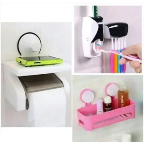 Tissue Paper Holder-toothpaste Dispenser & Tooth Brush Holder & Soap Dish