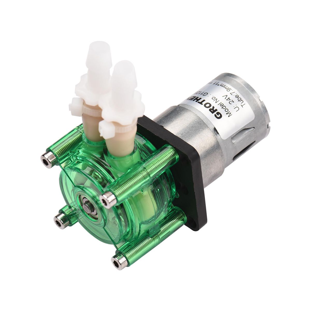 GROTHEN DC 24V Dosing Pump Peristaltic Pump Mini Water Liquid Pump Large Flowrate Peristaltic BPT Tube Self-Priming 700mL/min for Aquarium Lab Chemical Analysis Dosing Additives, Flat Panel Style