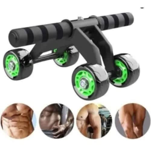 Abdominal Wheel Roller With Knee Pad Mat & Foam Handle - 4 Wheels