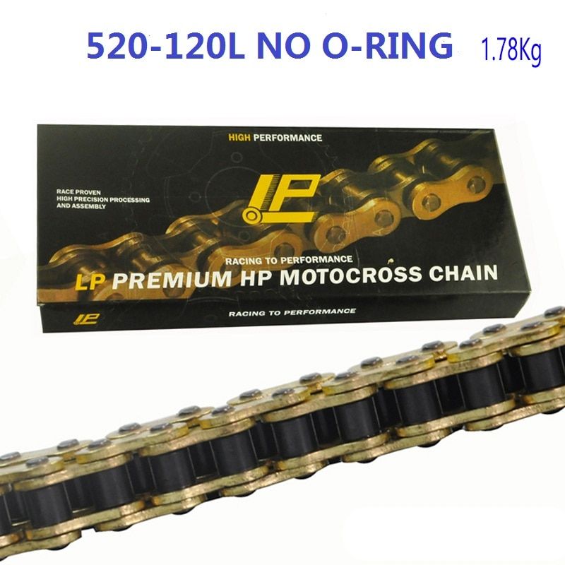 520-120L NO O-Ring Gold Drive Chain For Yamaha Honda Suzuki Kawasaki YZ CRF XR RM DR CR YZF GSXR CBR 150cc 200cc