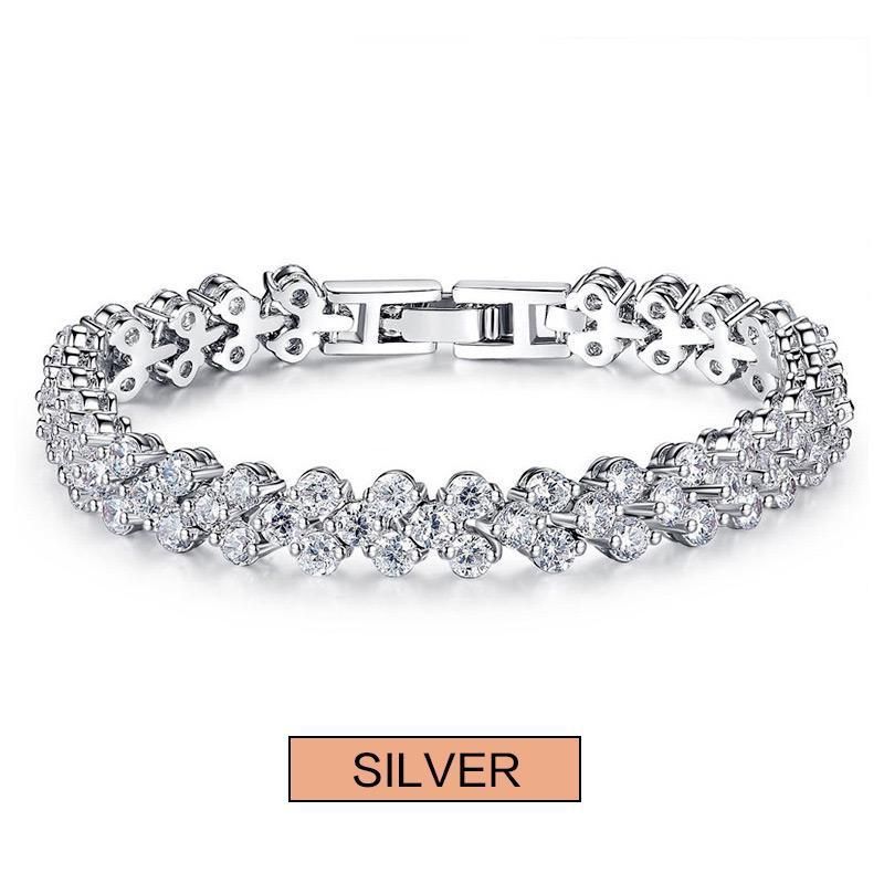 1PC Roman Style Ladies Crystal Diamond Bracelet Gift Silver