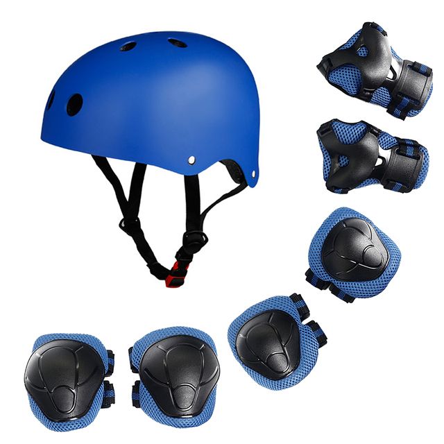 Children Protective Gear Set 7 In 1 Adjustable Helment Knee