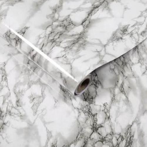 Marble Print Wallpaper Home Kitchen Adhesive Liner Cover WHI