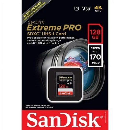 Extreme Pro Sdxc Uhs-i Memory Card For Camera - Drones- 128gb