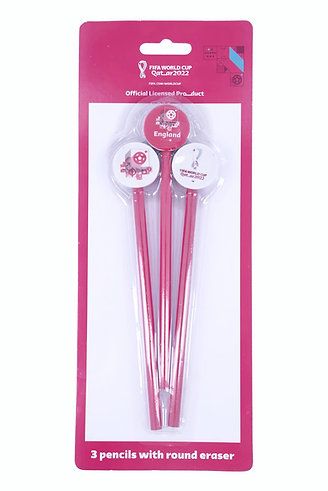 Pencil With Erasers Toppers 3-Pack, Red/White