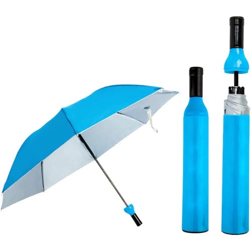 Compact Bottle Case Umbrella - Blue