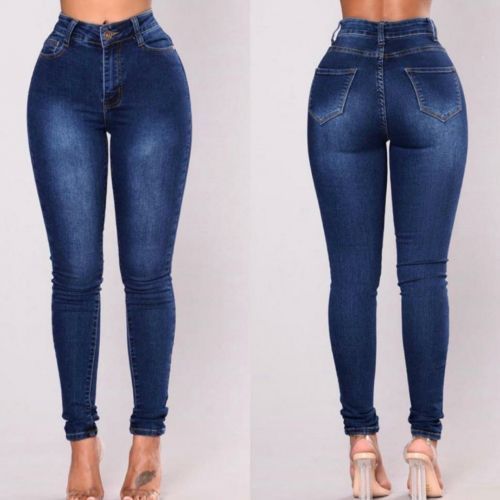 Ladies High Waist Skinny Jean- Blue