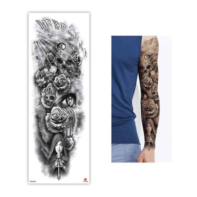 Painting Flower Tatoo Water Tattoo Body Sticker 1 Pcs Fish Peacock Sleeve Fake Transfer 15 Temporary Models Full Arm Lotus