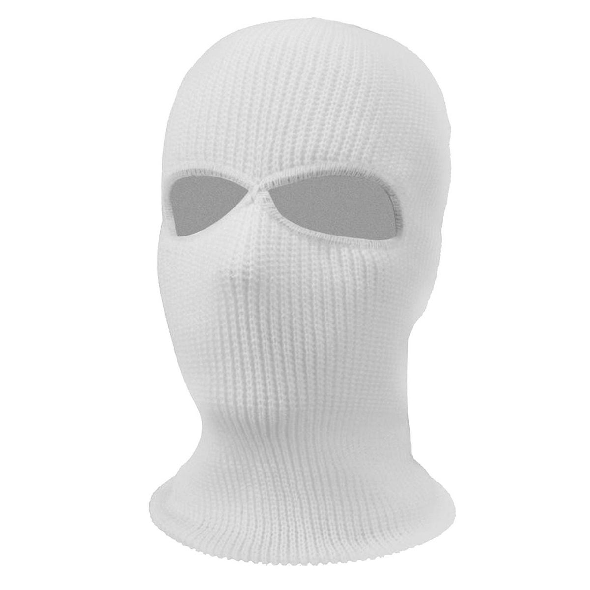 2/3-Hole Knitted Full Face Cover Ski Mask Winter Beanie White 2 Hole