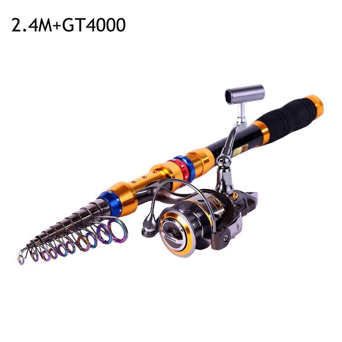 Saltwater Freshwater Telescopic Rod With Reel Combos Pole Sets 2.4M#DK20002.4