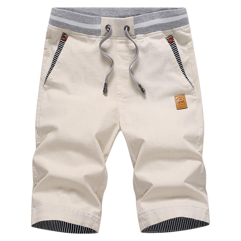 2023 Summer Bermuda Male Drawstring Elastic Waist Breeches Beach Shorts