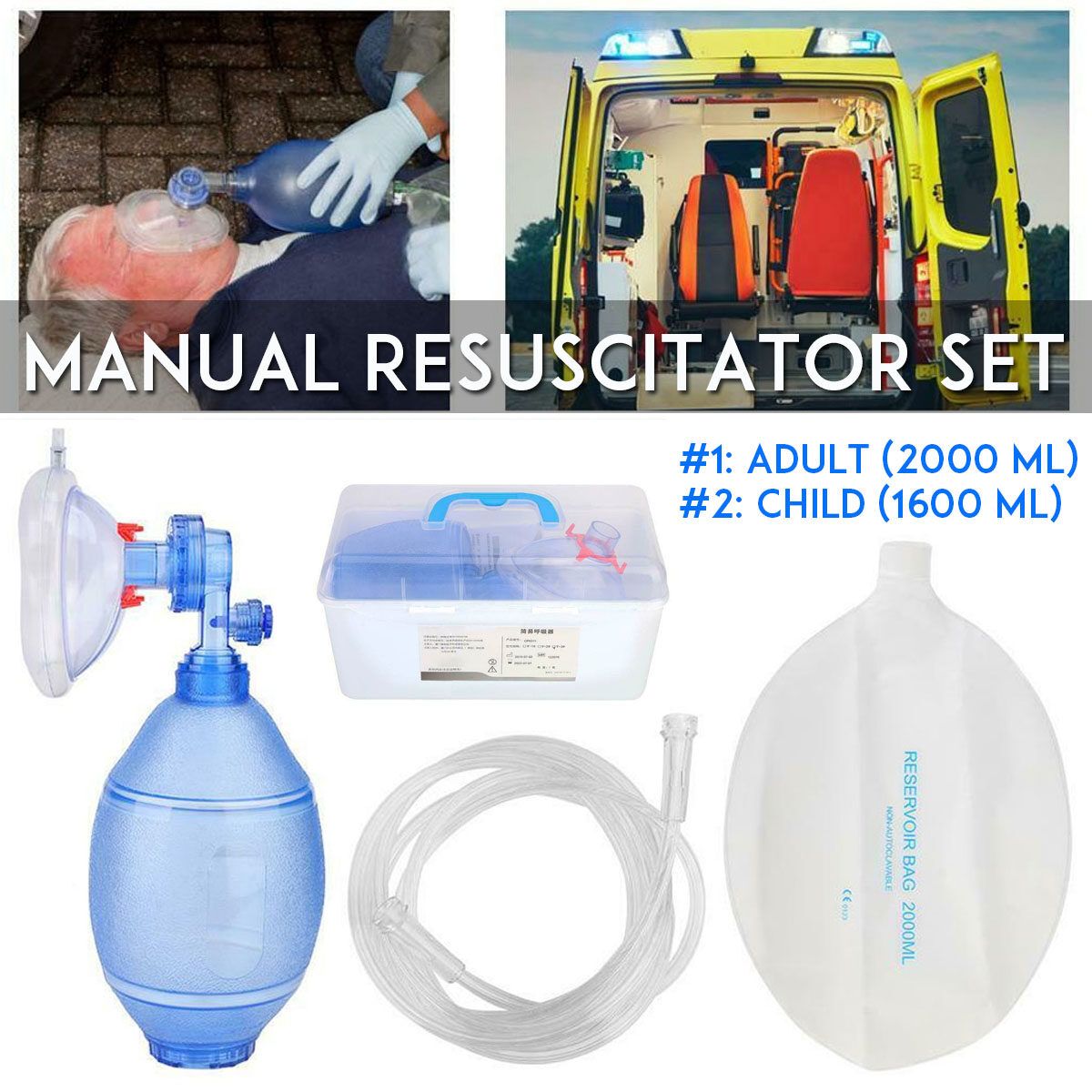 Manual Resuscitator Child Ambu Bag Oxygen Tube Simple First Aid Patients ( Child Type)