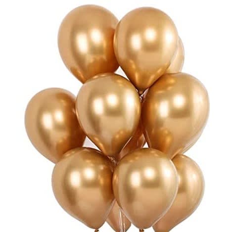 Chrome Metallic Balloons For Party - 50Pcs - Gold